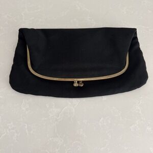 Snap Closer Fold Over Clutch Purse Vintage Black